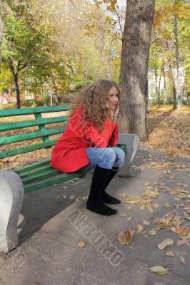 Portrait of woman in red coat