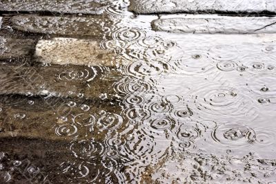 Heavy rain flooded the road