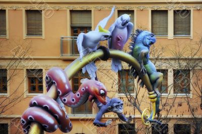 Papier-mâché animals at Las Fallas festival in Valencia Papier-mâché animals at Las Fallas festival in Valencia