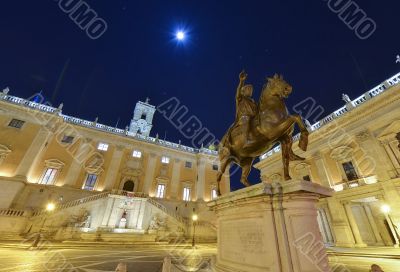 Campidoglioâ€™s square and the statue of Marco Aurelio in Rome