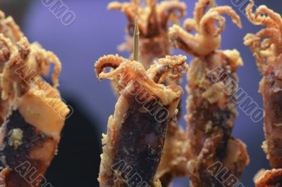 Fried squid in Barcelona market