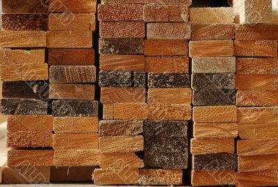 Wooden boards stacked in carpentry