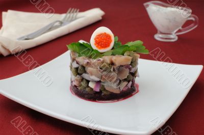 Herring tartare with capers and sour cream