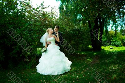 Portrait of a beautiful bride and groom