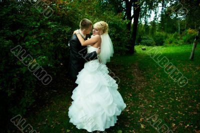 Portrait of a beautiful bride and groom