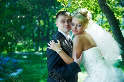 Portrait of a beautiful bride and groom