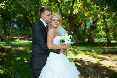 Portrait of a beautiful bride and groom