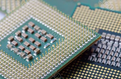 circuit board of laptop CPU  close-up