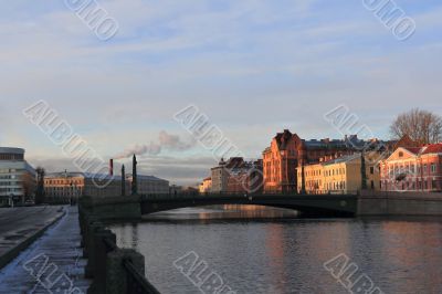 River and bridge in Sankt Petersburg