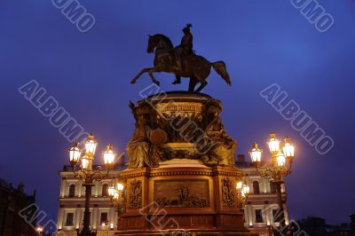 Sculpture Russian emperor on horse in Petersburg