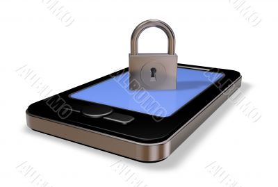 smartphone and padlock smartphone and padlock