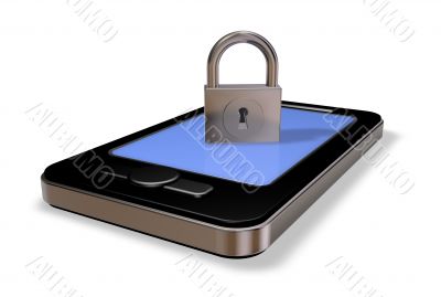 smartphone and padlock