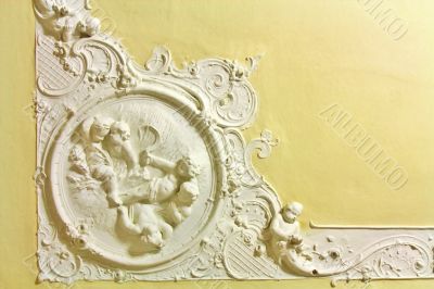 Stucco on the ceiling of historic building