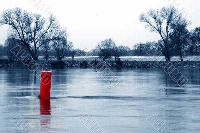 The river Elbe in winter