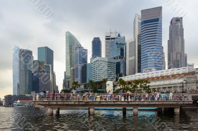 Merlion and Singapore skycrapers