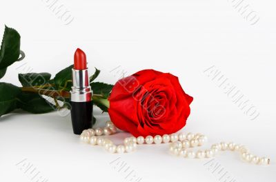 Rose, pearls and lipstick