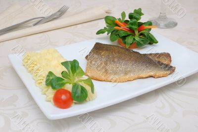 Baked fillet of sea bass