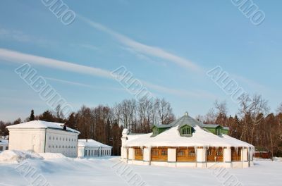 Winter landscape in the old time estate