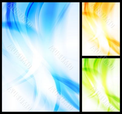 Set of bright wavy backgrounds