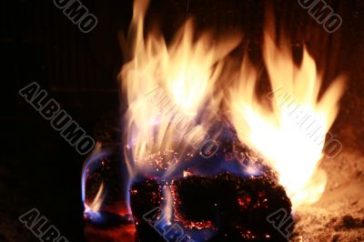 burning fire fireplace night