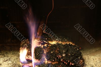 burning fire fireplace night