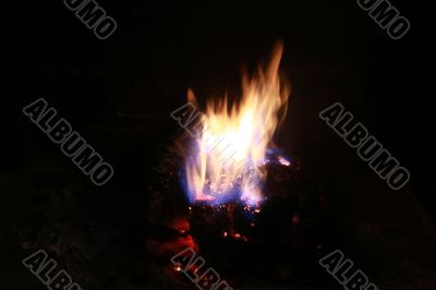 burning fire fireplace night