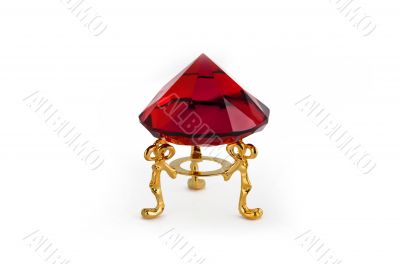 Ruby on a gold pedestal