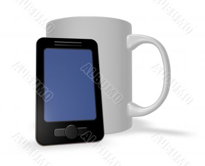 smartphone and mug