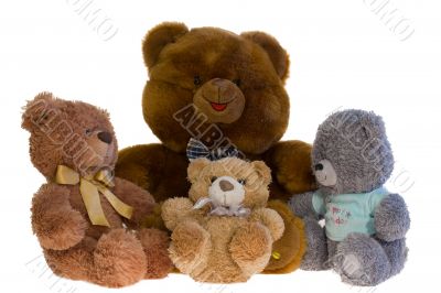 A lot of toy teddy bears together.
