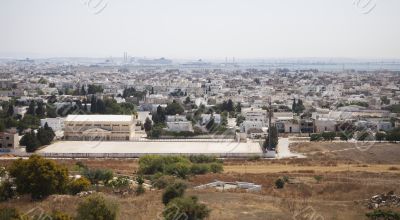 View on Carthage and La Goulette port with cruise ships seen fro