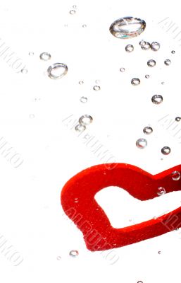 Valentine with red heart in water Valentine with red heart in water