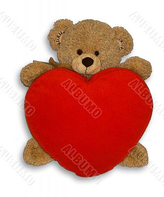 Soft toy bear and heart