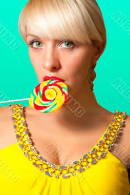 Blonde with lollipop