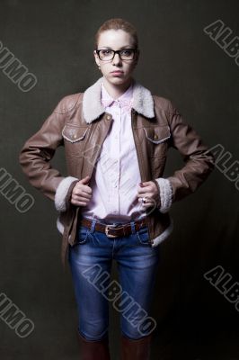girl in a leather jacket