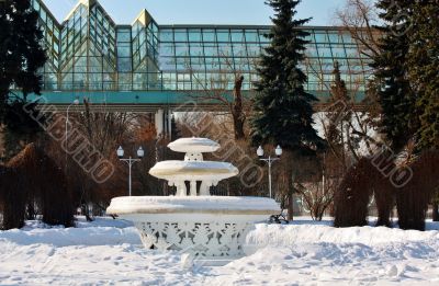 Fountain in the empty city park