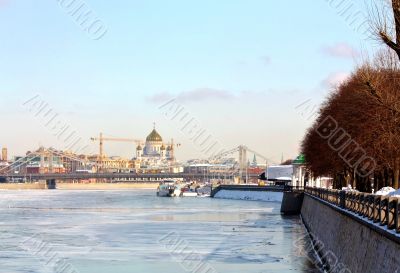 Embankment of the Moscow River in winter