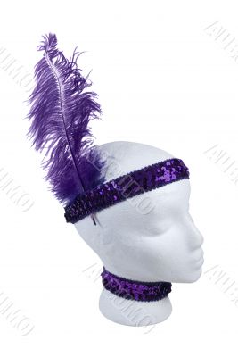 Sequin Choker and Headband with Feather