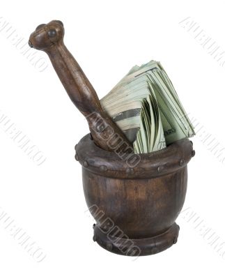 Mortar and Pedestal Full of Money