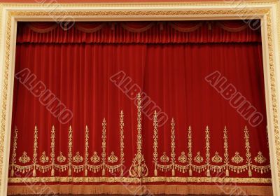 Theatrical red curtain 