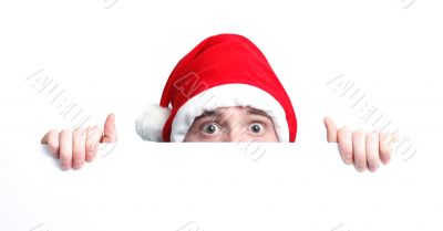 Guy with santa hat and sign Guy with santa hat and sign