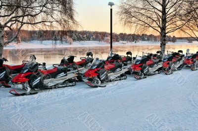 Vehicles are a number of snowmobiles