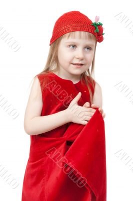 Portrait of a pretty girl in a red dress