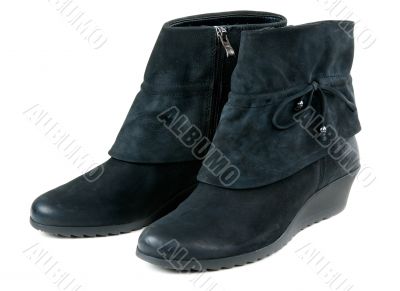 A pair of suede women`s shoes