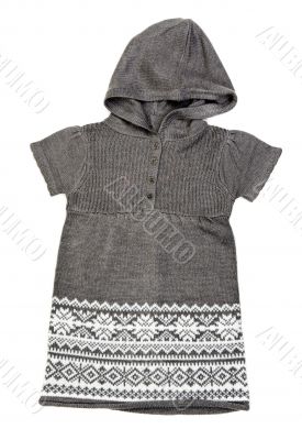 gray knit dress with a hood