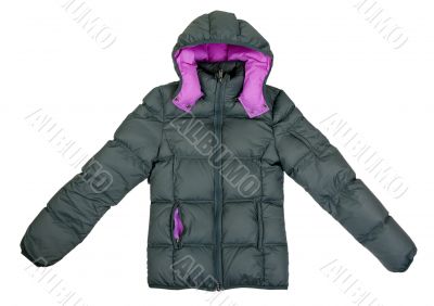 Female gray winter jacket with a hood