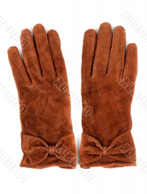 A pair of brown leather gloves 