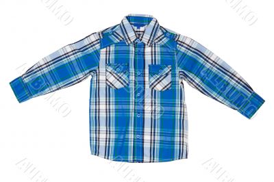 he blue checkered shirt