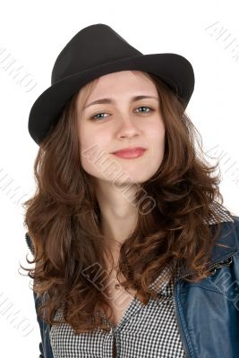 The beautiful girl in a black hat