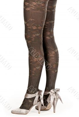 shapely female legs in pantyhose and shoes