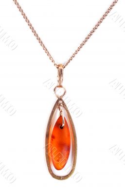 gold pendant with amber